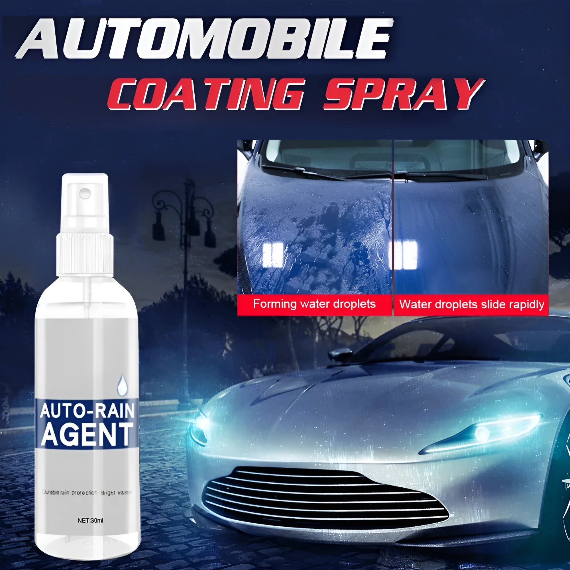 General Motors Antifogging Agent spray bottle in blue and green, 30ml and 100ml sizes