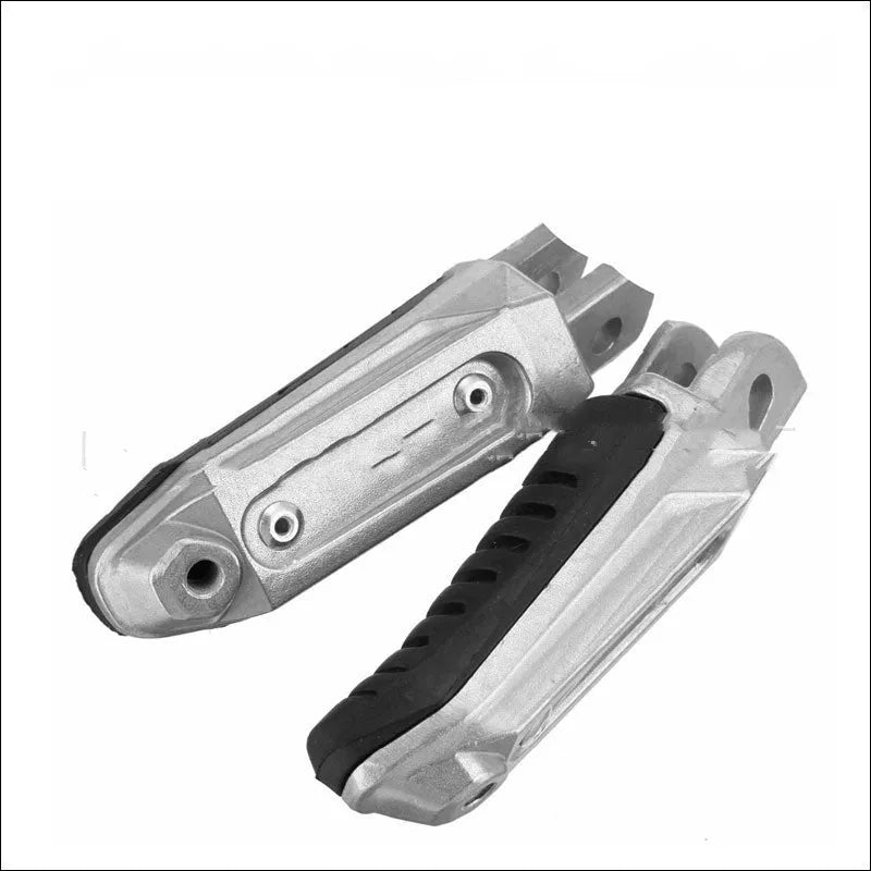 Black aluminium alloy motorcycle footpeg set for Suzuki models including Hayabusa and V-Strom.