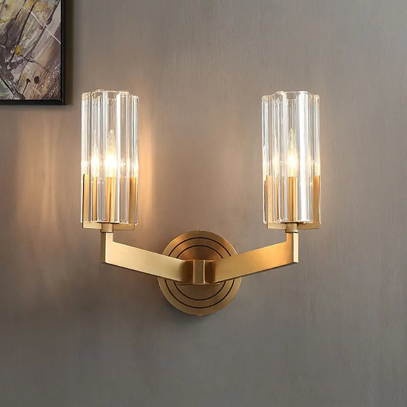 Copper wall lamp with adjustable head design for bedside lighting in Nordic minimalist style