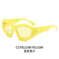 Unisex concave shape sunglasses with black frame and black grey lens, bubble style design for outdoor use