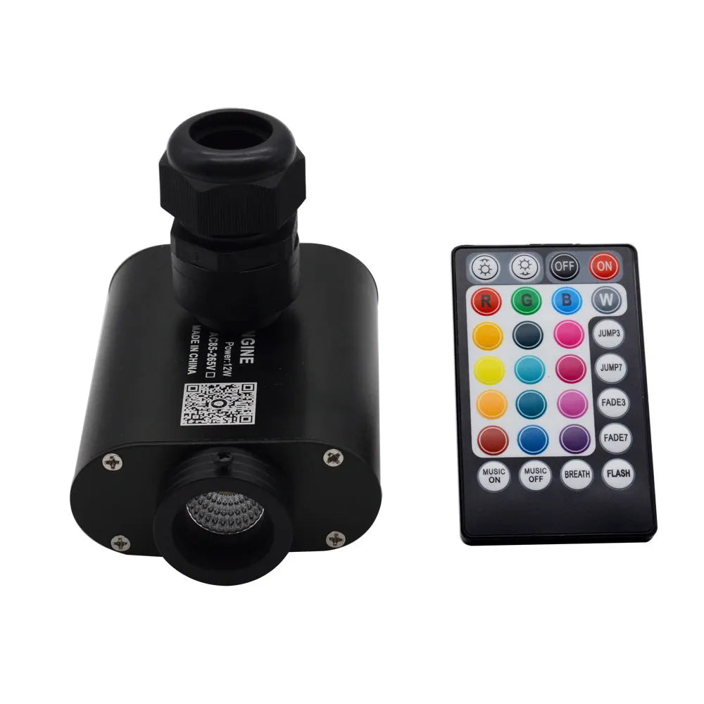 12W RGBW fiber optic light source with remote control and 20mm coupling head for car star dome