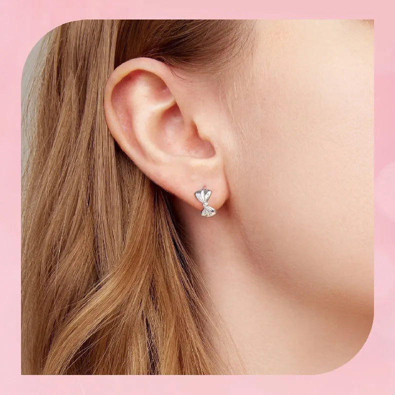 Pair of 925 silver bow earrings with electroplated finish in BSE1196 colour