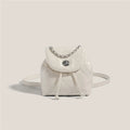 Women's rhombus plaid pattern backpack in PU material, shown in multiple colours.