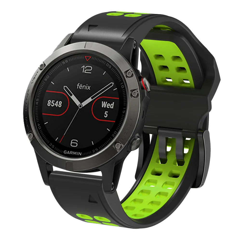 Quick-release double-row hole two-colour silicone watch strap with pin buckle
