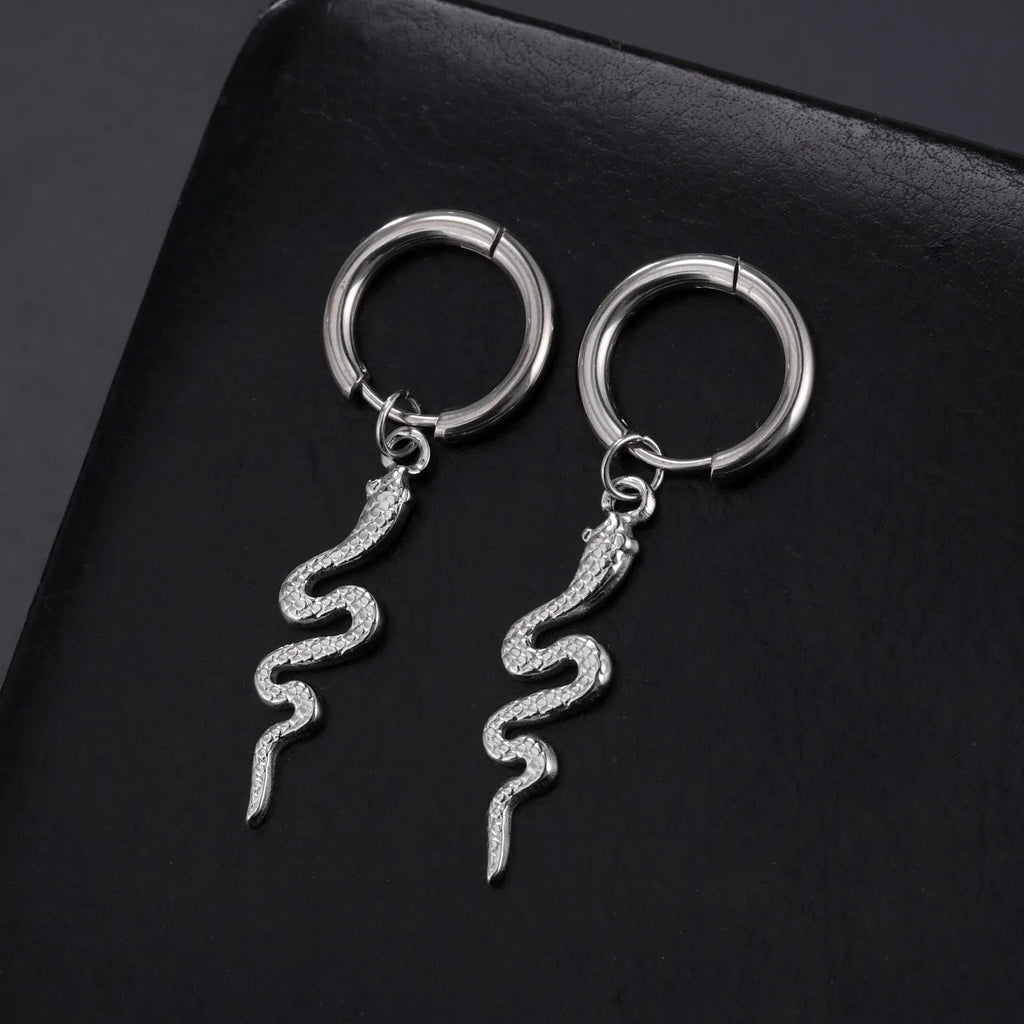 Stainless steel snake vintage ear clips with gold electroplated finish