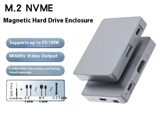 M2 magnetic mobile phone hard disk box in aluminium alloy with USB cable and screwdriver, 75 x 58 x 11 mm