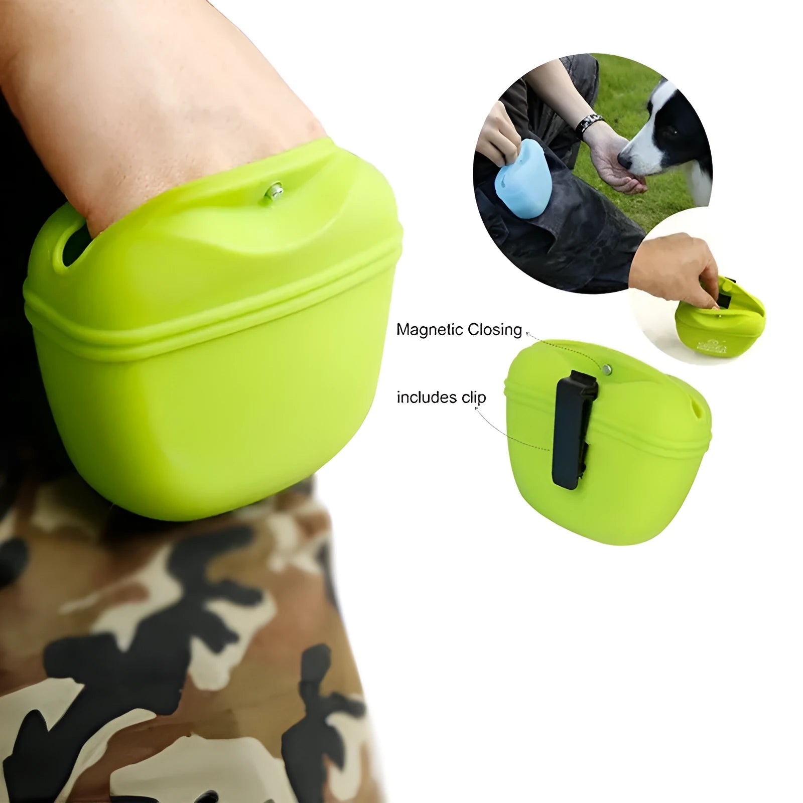 Silicone dog treat waist bag with belt clip in multiple colour options
