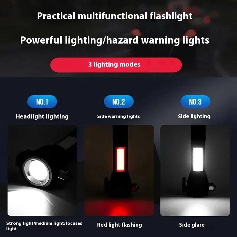 Strong Light outdoor super bright rechargeable torch with car broken window hammer in aluminium alloy body