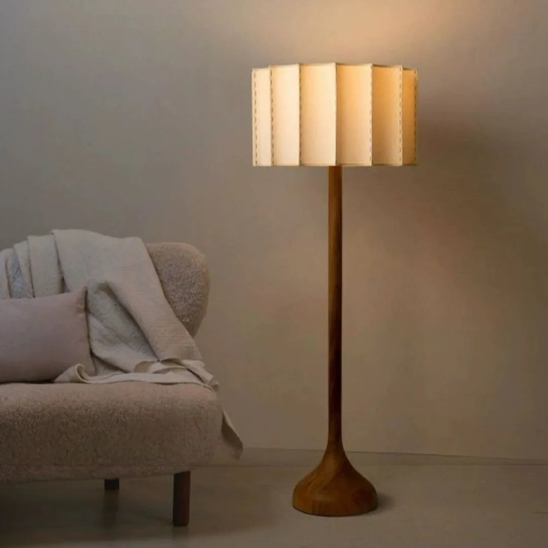 Japanese-style solid wood table lamp on living room table, 32 x 50cm, three-colour light source