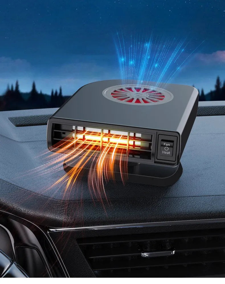 Black ABS plastic car heater with adjustable mount for defrosting and interior warming