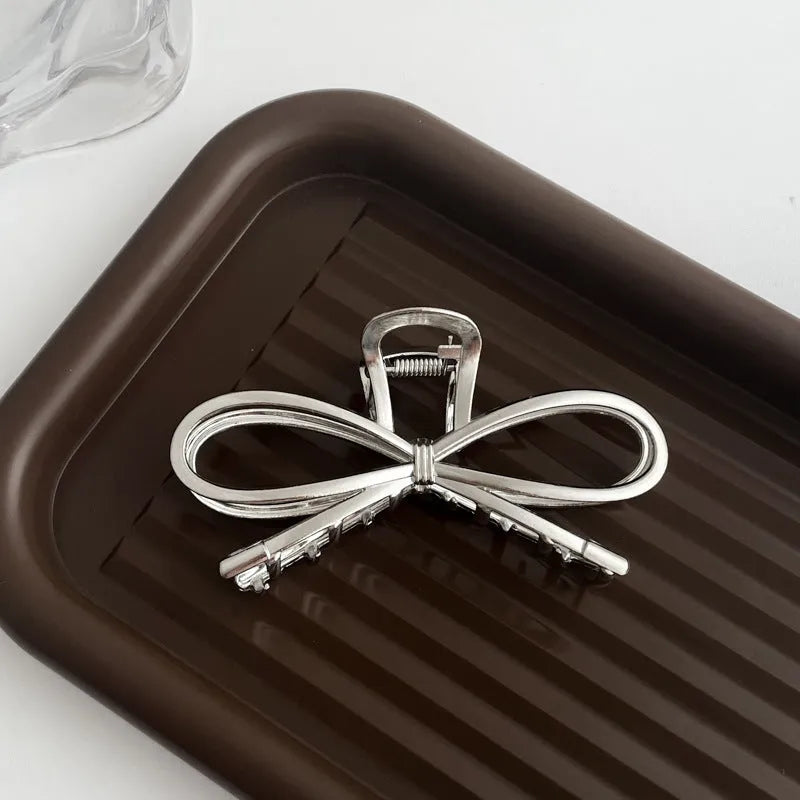Silver metal barrettes hair claw set with multiple design variations and electroplated finish