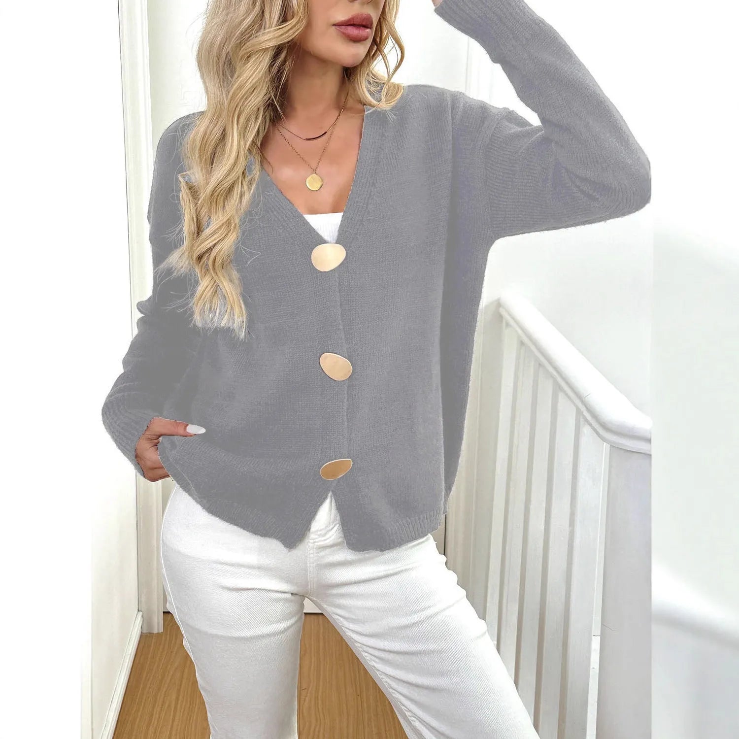 Deer plush sweater coat for women in black or grey with long princess sleeves