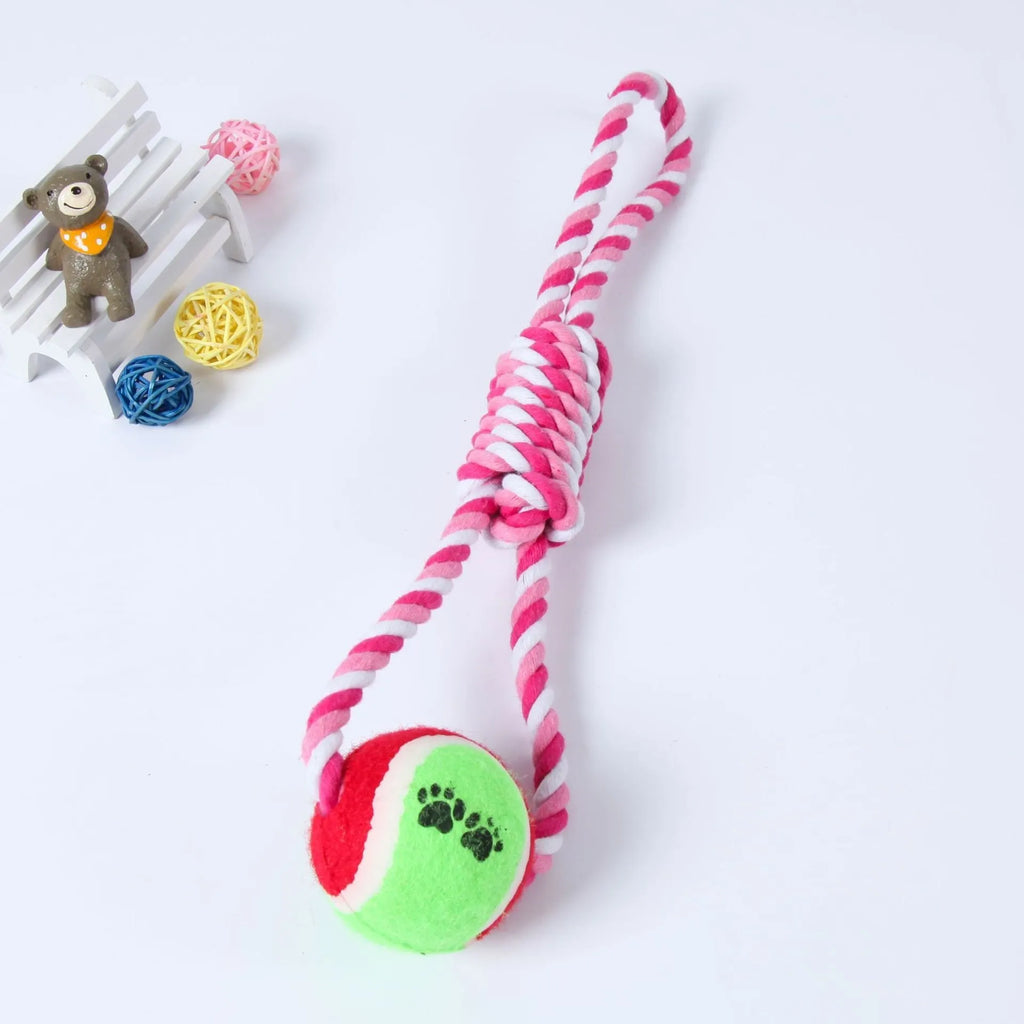 38cm braided cotton string dog rope toy in red and white colours for medium to large breeds