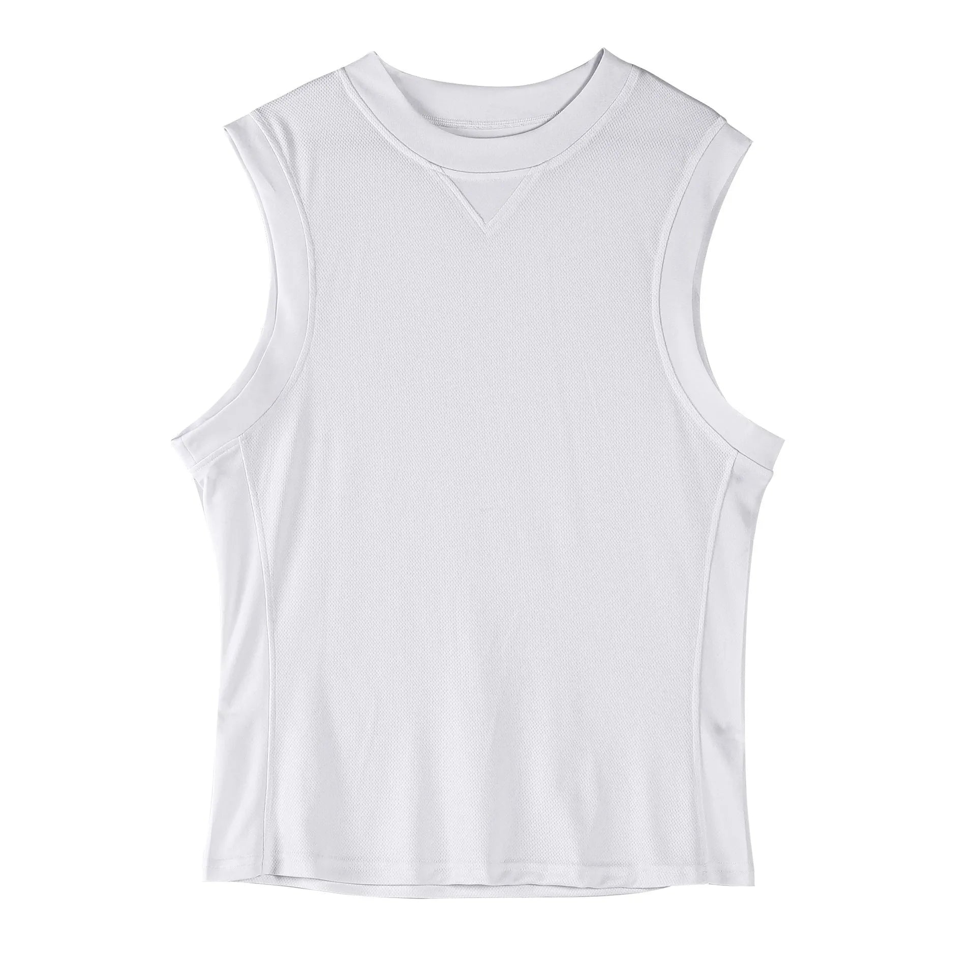 Men's loose-fit black sports vest made from polyester blend fabric for summer wear