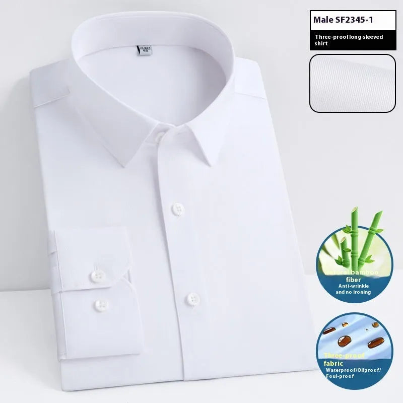 Men's slim fit bamboo fibre short sleeve shirt with square collar in a solid colour.
