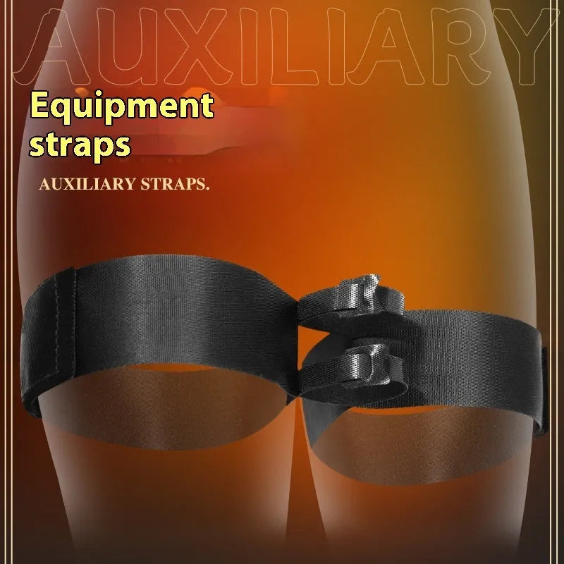 Black adjustable sex toy strap with knitted belt construction for secure adult toy attachment