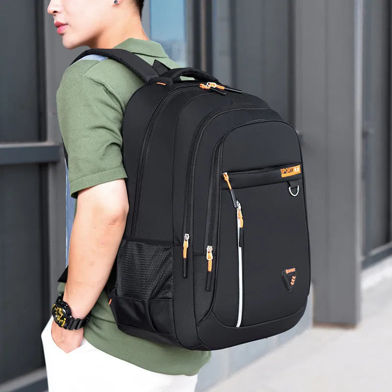 Men's large Oxford cloth schoolbag in red, green, blue, or black colour with air pillow straps