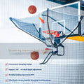 Automatic basketball return training unit hanging from a hoop for solo shooting practice.
