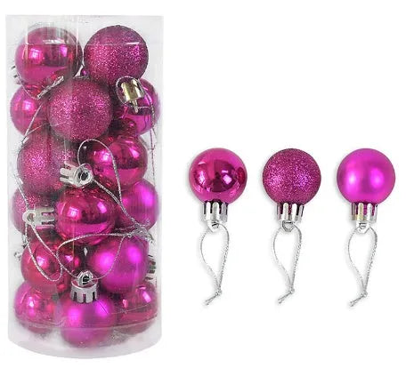 Shiny matte gold and red plastic Christmas baubles in 3cm and 6cm sizes for tree decorating.