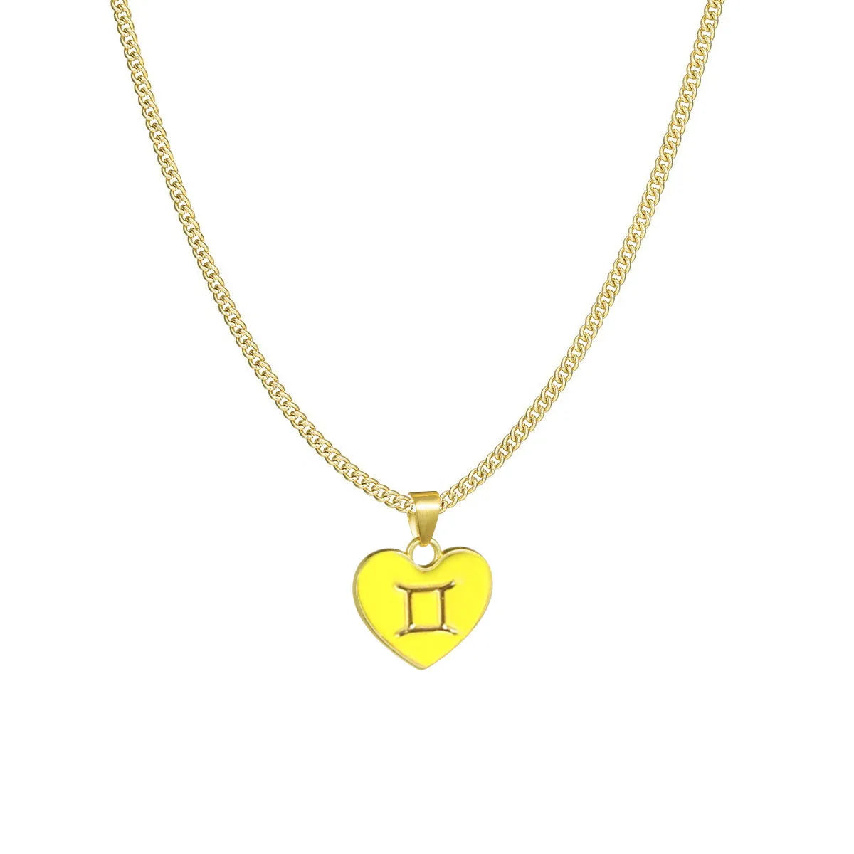 12 constellation love necklace with heart-shaped pendant and bamboo chain in a zodiac colour option