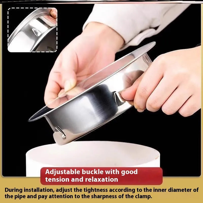 Stainless steel deodorant floor drain seal cover for 201-160mm pipes.