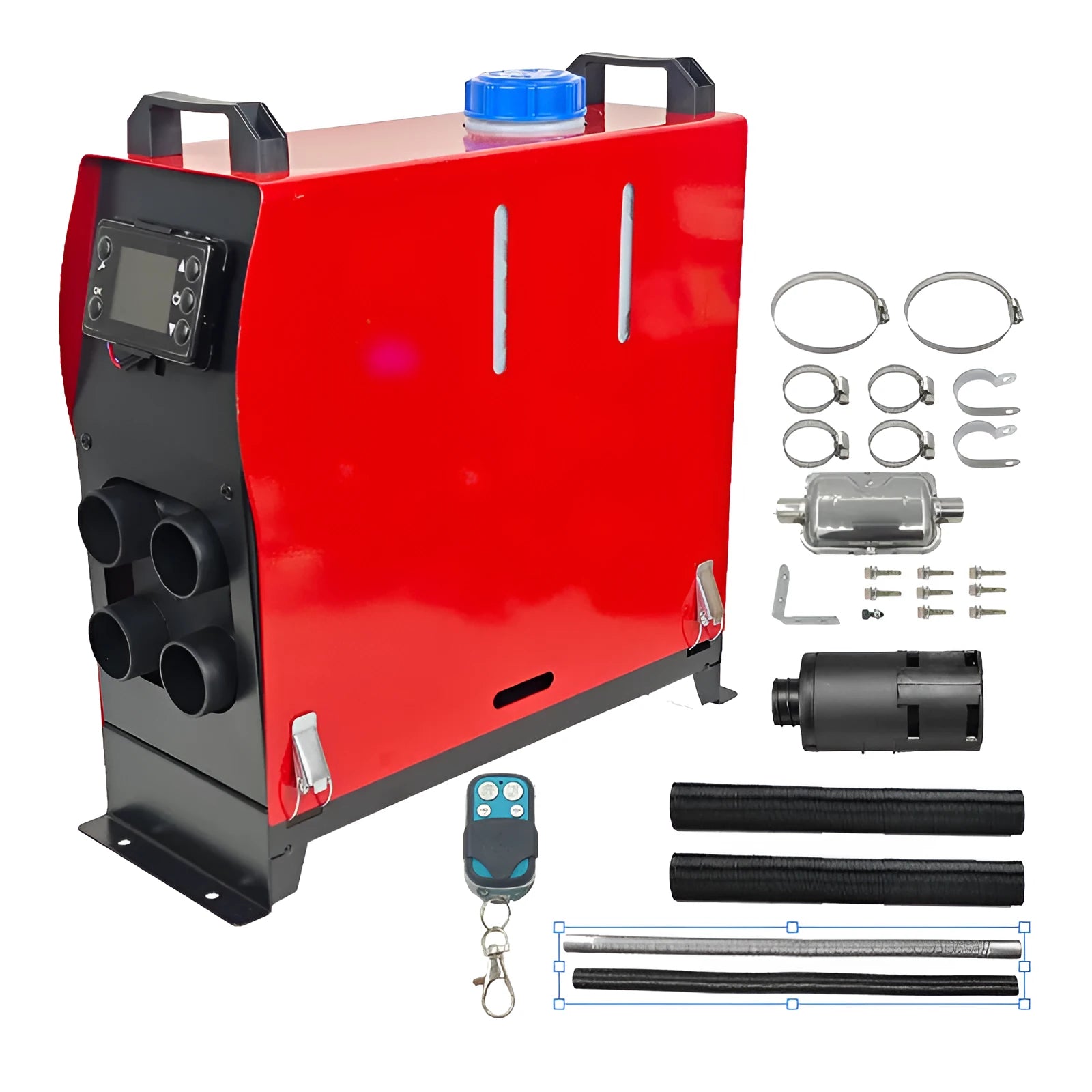 Red parking heater vertical integrated machine with remote control for car warm air blower
