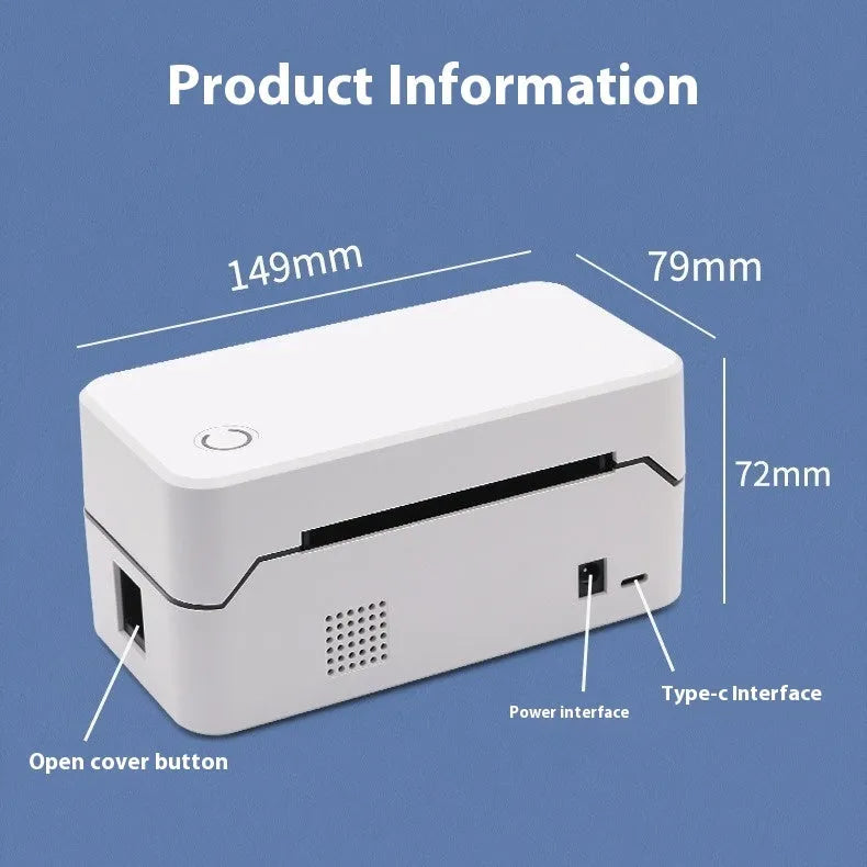 Thermal Express TDL401H compact Bluetooth and USB thermal printer on a desk