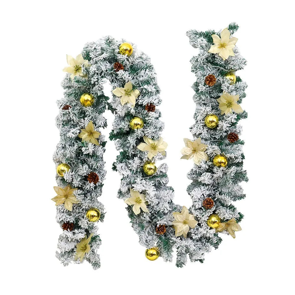 American-style flocked rattan Christmas garland in a twisted PVC vine design