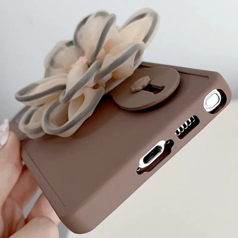 Silicone frosted wrist strap bracket phone case for Samsung Galaxy in brown and dark purple colour options