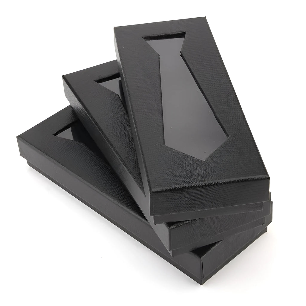 Black snakeskin finish fixed cardboard tie packing box for men's gift storage