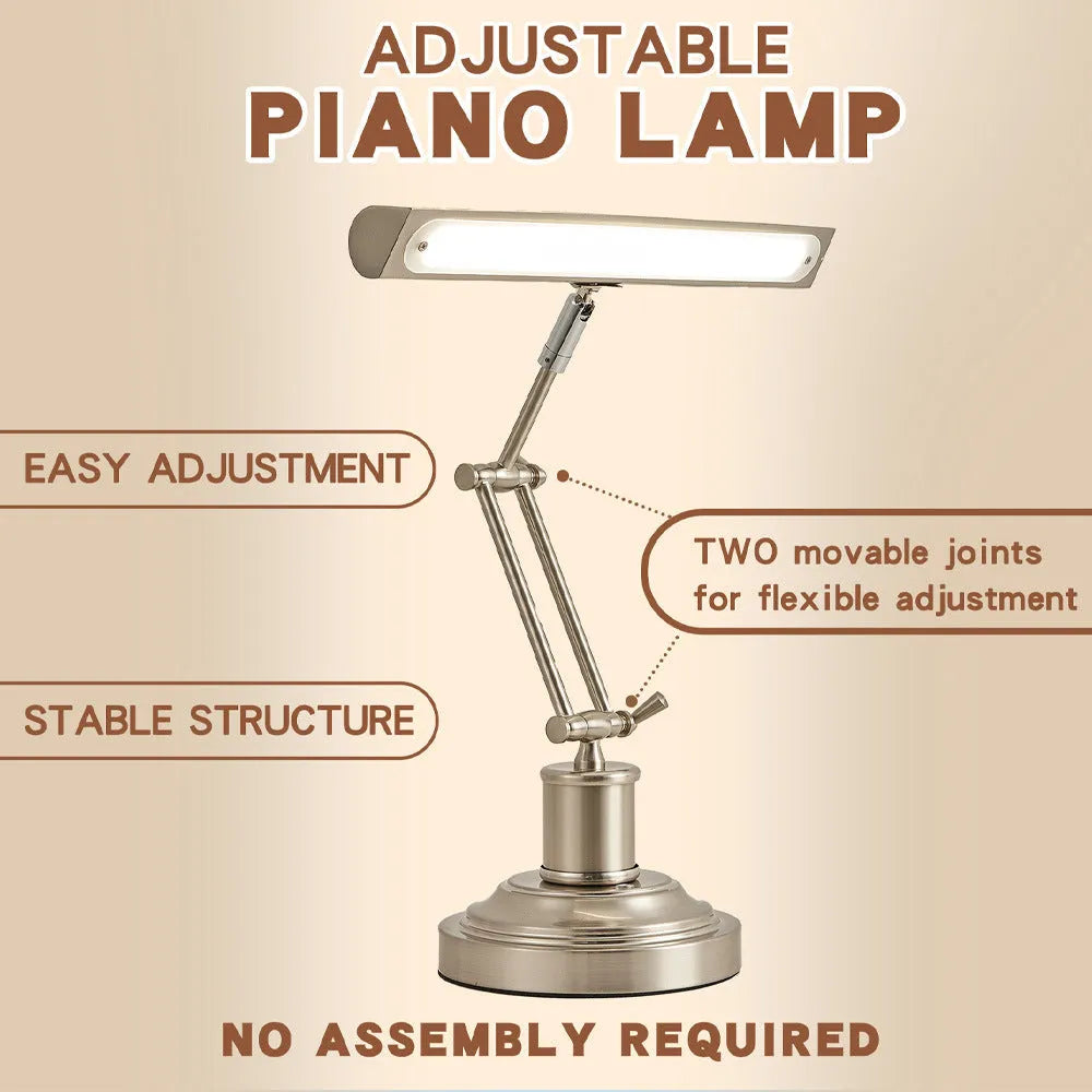 Modern simplicity touch dimming table lamp with music spectrum pattern, metal shade in bronze, for piano practice