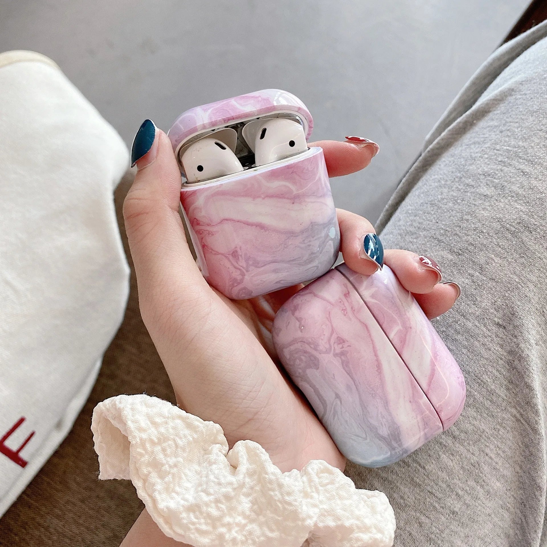 2nd generation Bluetooth earphone case PC hard shell marble finish for Airpods 1/2 and Airpods Pro