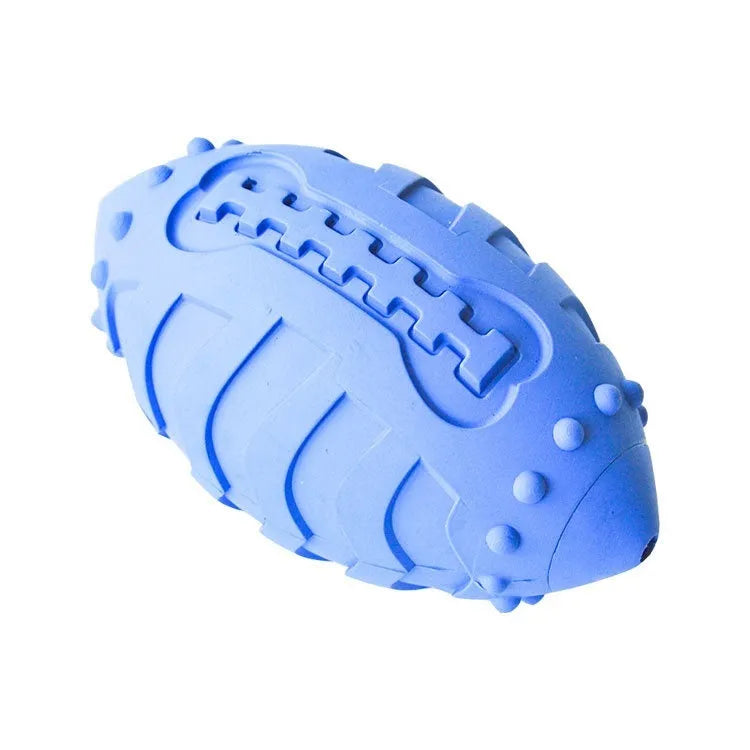 Light green thickened rubber rugby ball dog toy with bite-resistant construction for large breeds