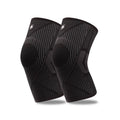 Knee compression sleeve with non-slip silicone stripes for knee pain relief and recovery, black, side view