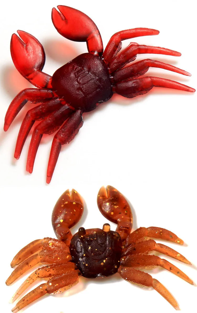 PVC software crab fishing lure measuring 8cm in length with detailed crab shape