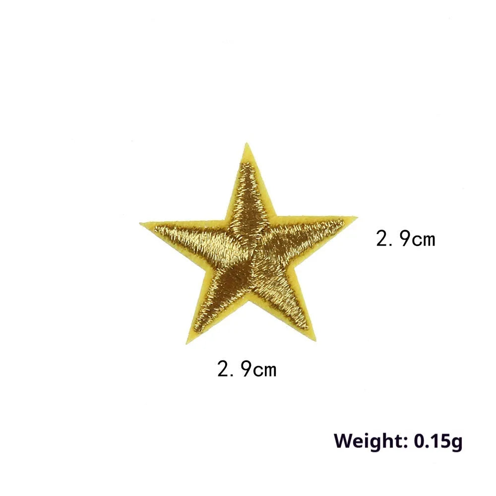 Colourful five-pointed star cloth embroidery stickers for DIY fabric decoration