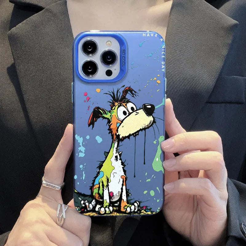 Acrylic phone case with cartoon dog design in white colour for iPhone 13 Pro Max