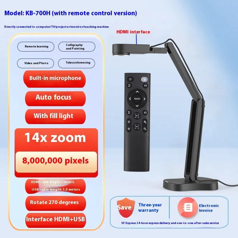 Auto focus USB webcam with microphone for computer video calls and live streaming.