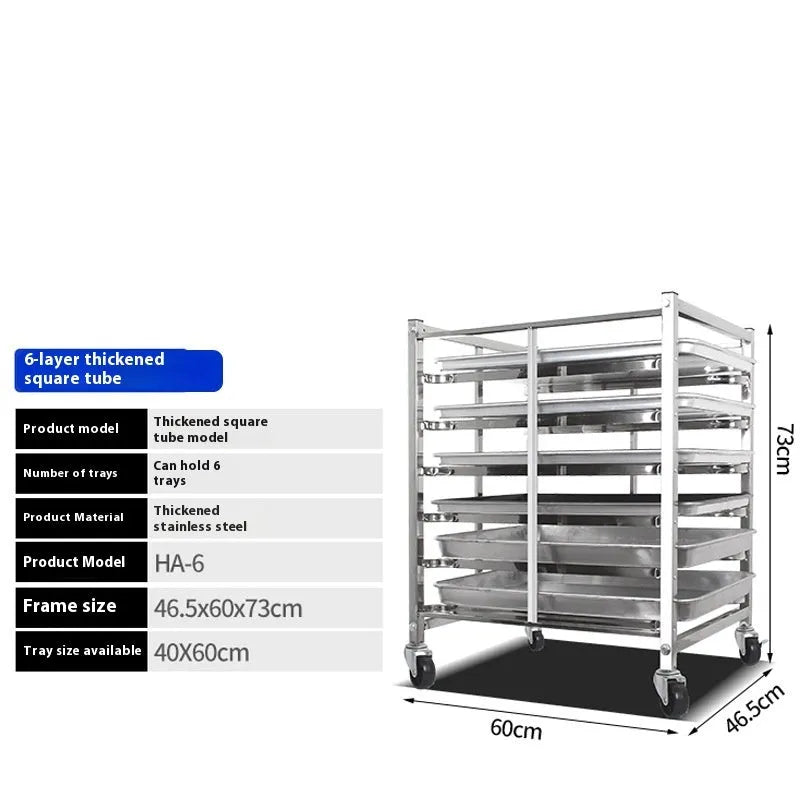 Stainless steel six-layer baking tray rack with lock, frame size 40cm by 60cm