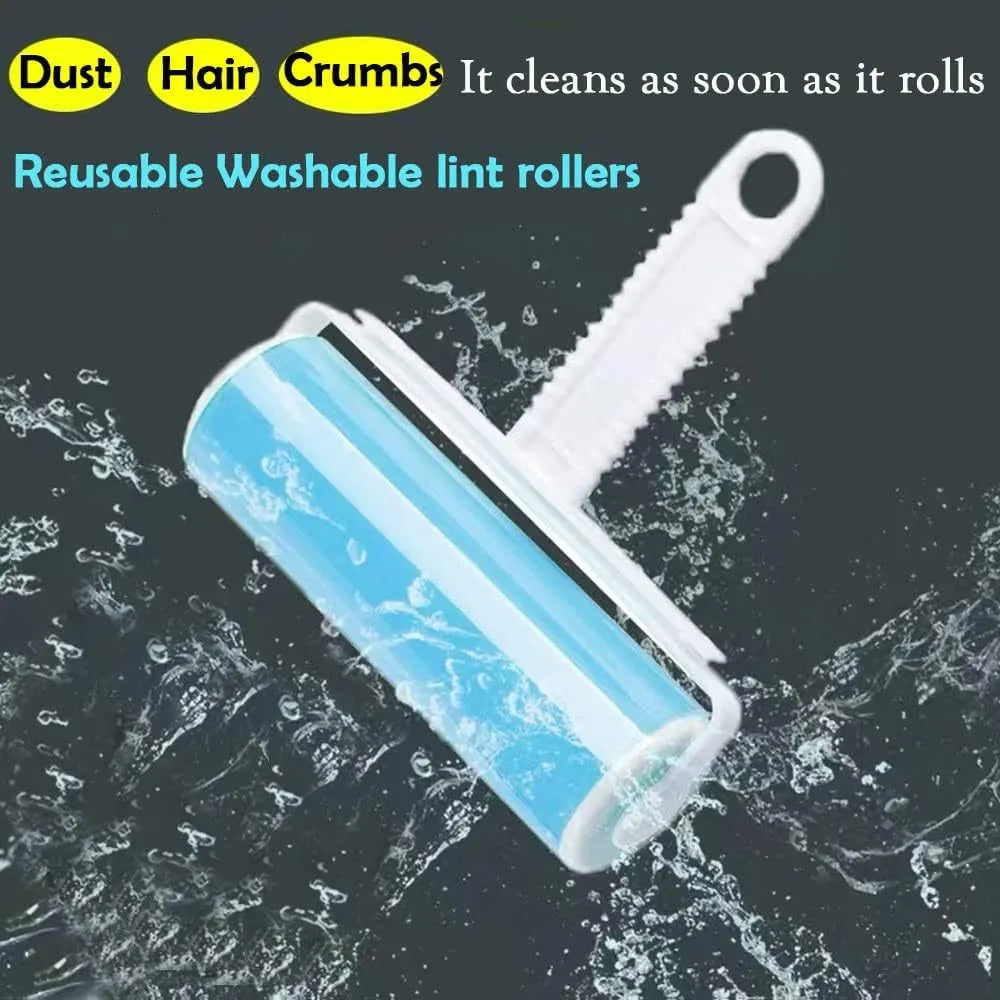Reusable washable lint roller with protective cover for pet hair removal