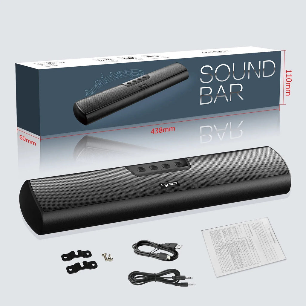 Black home Bluetooth wall-mounted wireless speaker with 2×10W dual horn on a desk