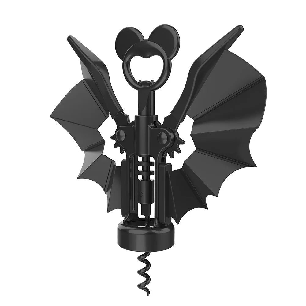 2-in-1 bat-shaped wine bottle opener in zinc alloy, 179 mm, on a flat surface