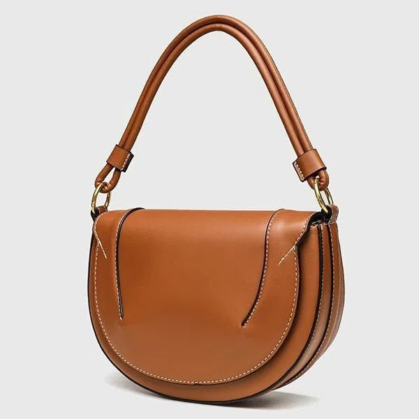 New PU saddle bag with magnetic clasp, oval shape, 16x24x8.5cm, available in black brown and claret red