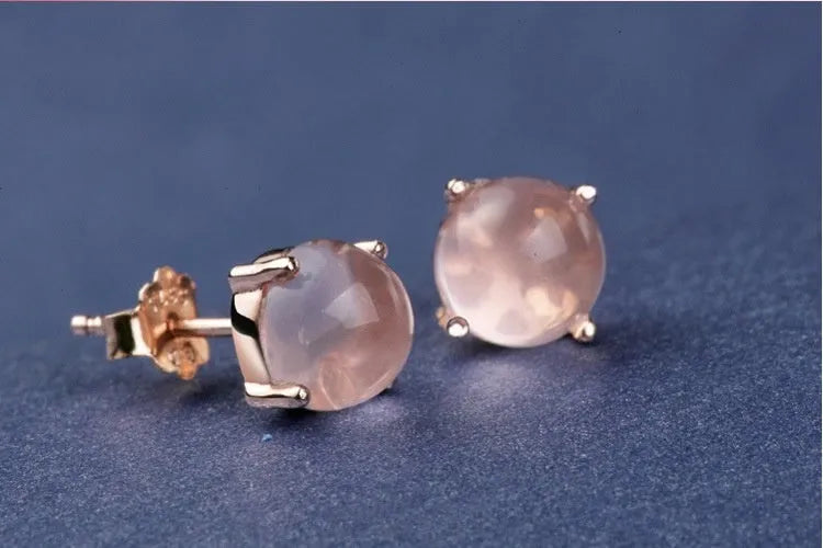 Women's rose gold drop shape stud earrings with crystal inlay detailing in Korean style