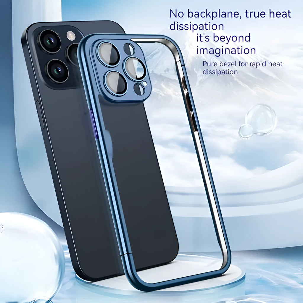 Shell Matte Plating Frame phone case for Apple iPhone with glass lens protector, Titanium Gray finish