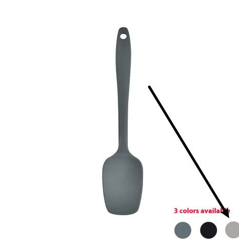 Silicone kitchenware 12 piece set with rotating storage bucket showing ladel, spoon, spatula and other utensils