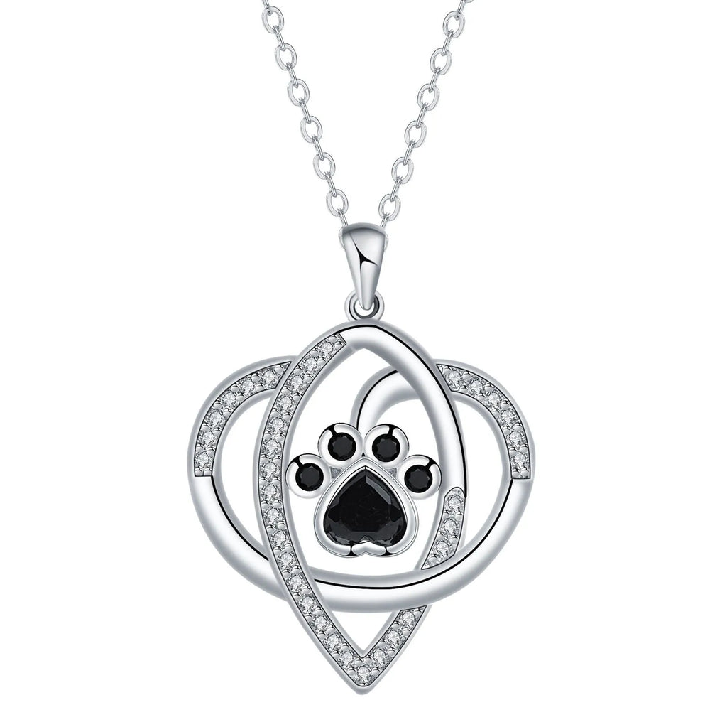 Copper dogs and cats footprints pendant necklace with electroplated finish on cross chain
