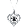 Copper dogs and cats footprints pendant necklace with electroplated finish on cross chain