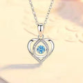Blue diamond necklace and bracelet set with geometric love heart pendant on adjustable chain