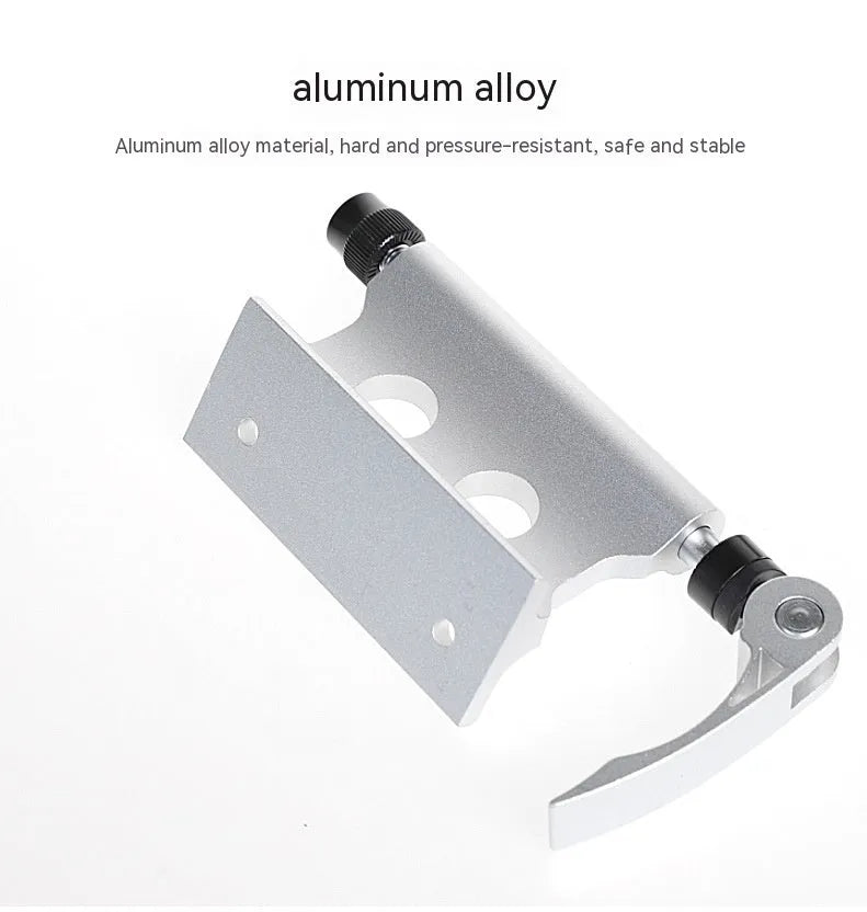 Silver metal quick-release fixing clip for bicycle handlebar or SUV rack accessory mounting